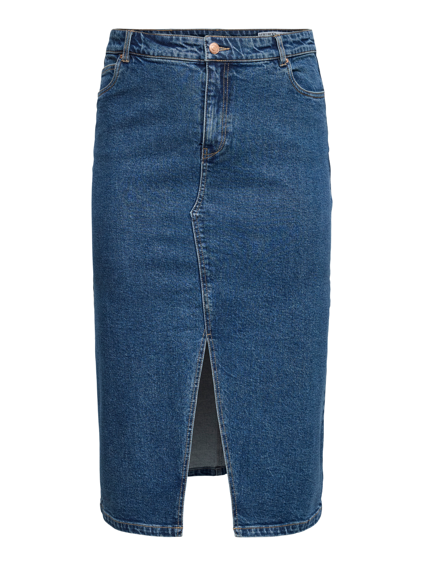 VERO MODA VMCVERI calf denim skirt mix cur in medium blue denim - Image 3