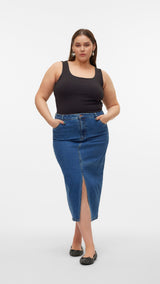 VERO MODA VMCVERI calf denim skirt mix cur in medium blue denim - Image 5