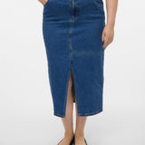 VERO MODA VMCVERI calf denim skirt mix cur in medium blue denim - Image 6