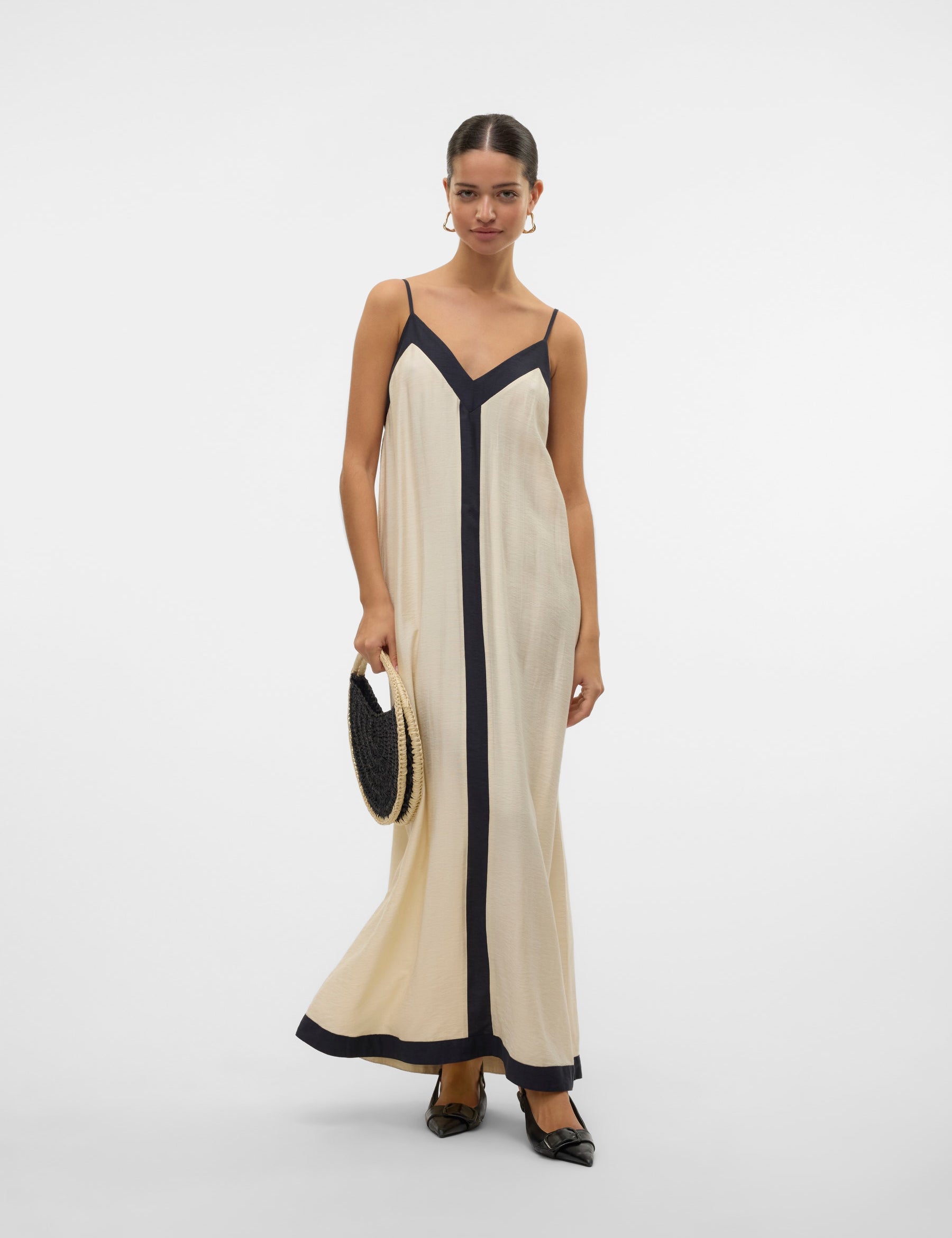 VERO MODA VMDENISE singlet ankle dress in black birch - Image 1