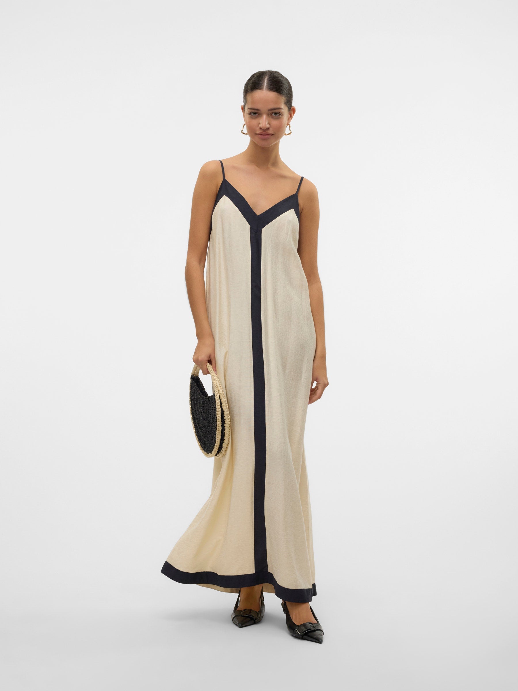 VERO MODA VMDENISE singlet ankle dress in black birch - Image 1