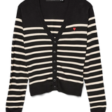 VERO MODA VMDORY v-neck cardigan boo in black w. birch + ribbon red detail - Image 3