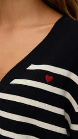 VERO MODA VMDORY v-neck cardigan boo in black w. birch + ribbon red detail - Image 5