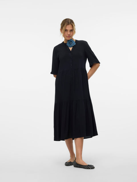 VERO MODA VMEASY joy 2/4 calf dress in black