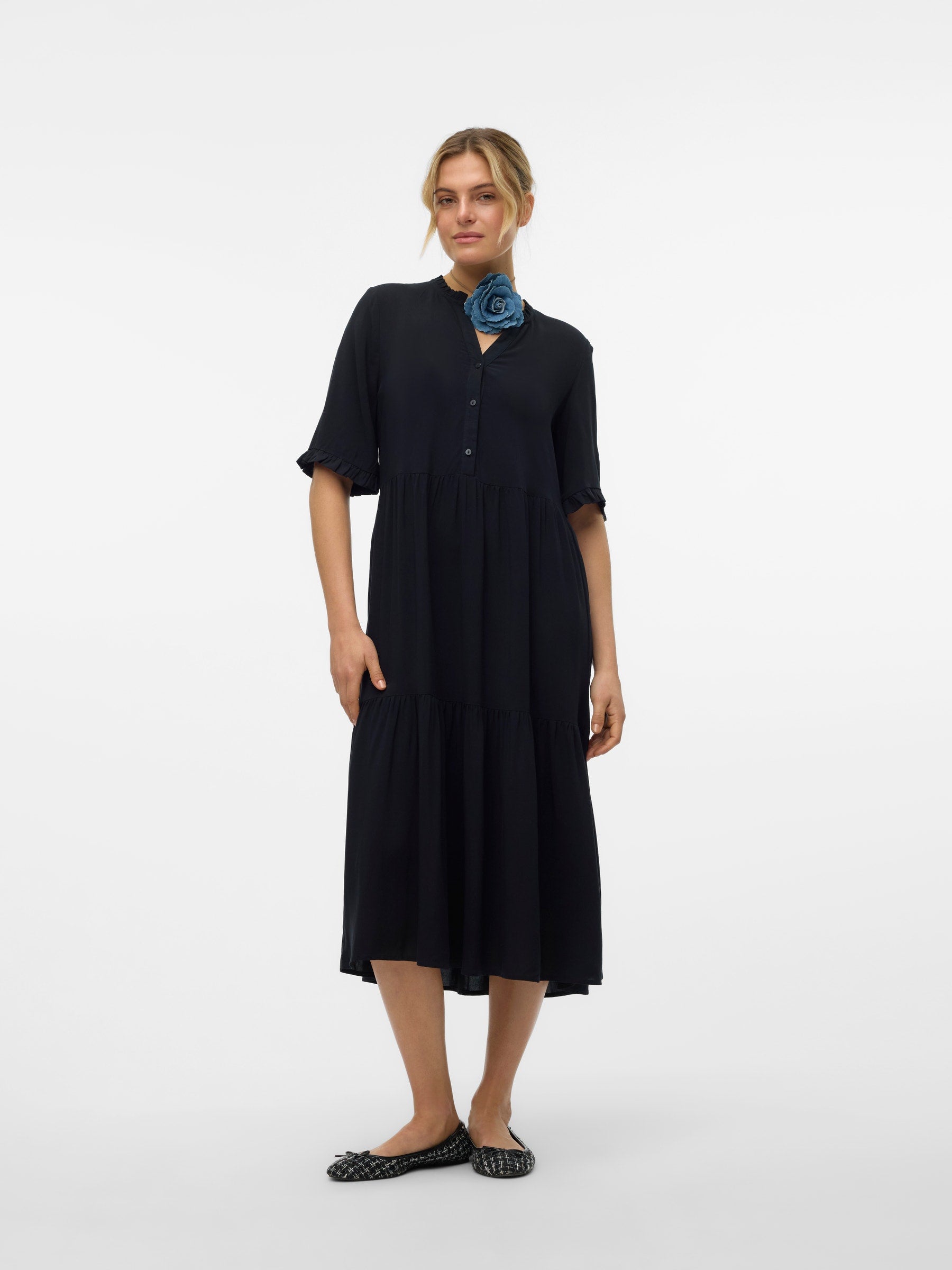 VERO MODA VMEASY joy 2/4 calf dress in black - Image 4
