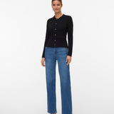 VERO MODA VMELISE poloneck cardigan in black w. silver buttons - Image 1