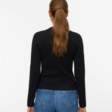 VERO MODA VMELISE poloneck cardigan in black w. silver buttons - Image 2