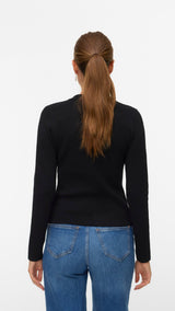 VERO MODA VMELISE poloneck cardigan in black w. silver buttons - Image 2