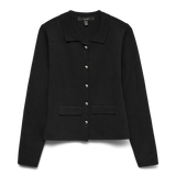 VERO MODA VMELISE poloneck cardigan in black w. silver buttons - Image 3