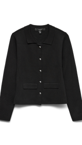VERO MODA VMELISE poloneck cardigan in black w. silver buttons - Image 3