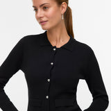VERO MODA VMELISE poloneck cardigan in black w. silver buttons - Image 4