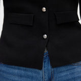 VERO MODA VMELISE poloneck cardigan in black w. silver buttons - Image 5