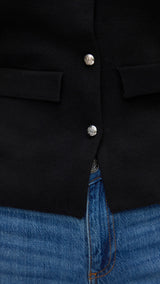 VERO MODA VMELISE poloneck cardigan in black w. silver buttons - Image 5