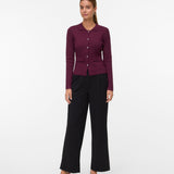 VERO MODA VMELISE poloneck cardigan in winetasting w. silver buttons - Image 1