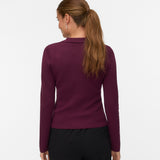 VERO MODA VMELISE poloneck cardigan in winetasting w. silver buttons - Image 2