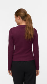VERO MODA VMELISE poloneck cardigan in winetasting w. silver buttons - Image 2
