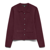 VERO MODA VMELISE poloneck cardigan in winetasting w. silver buttons - Image 3