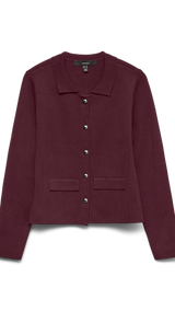 VERO MODA VMELISE poloneck cardigan in winetasting w. silver buttons - Image 3