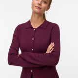VERO MODA VMELISE poloneck cardigan in winetasting w. silver buttons - Image 4