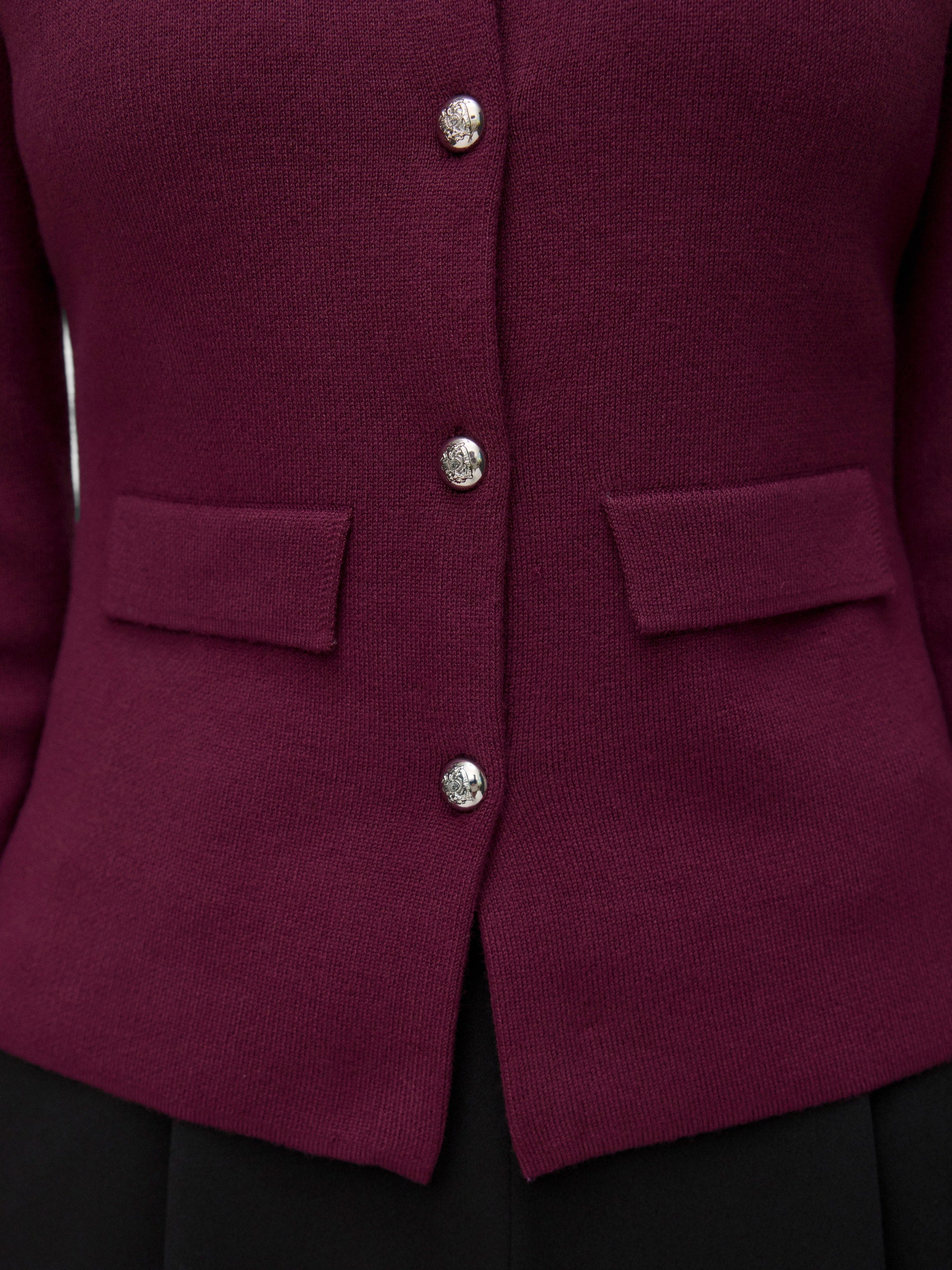 VERO MODA VMELISE poloneck cardigan in winetasting w. silver buttons - Image 5