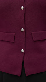 VERO MODA VMELISE poloneck cardigan in winetasting w. silver buttons - Image 5