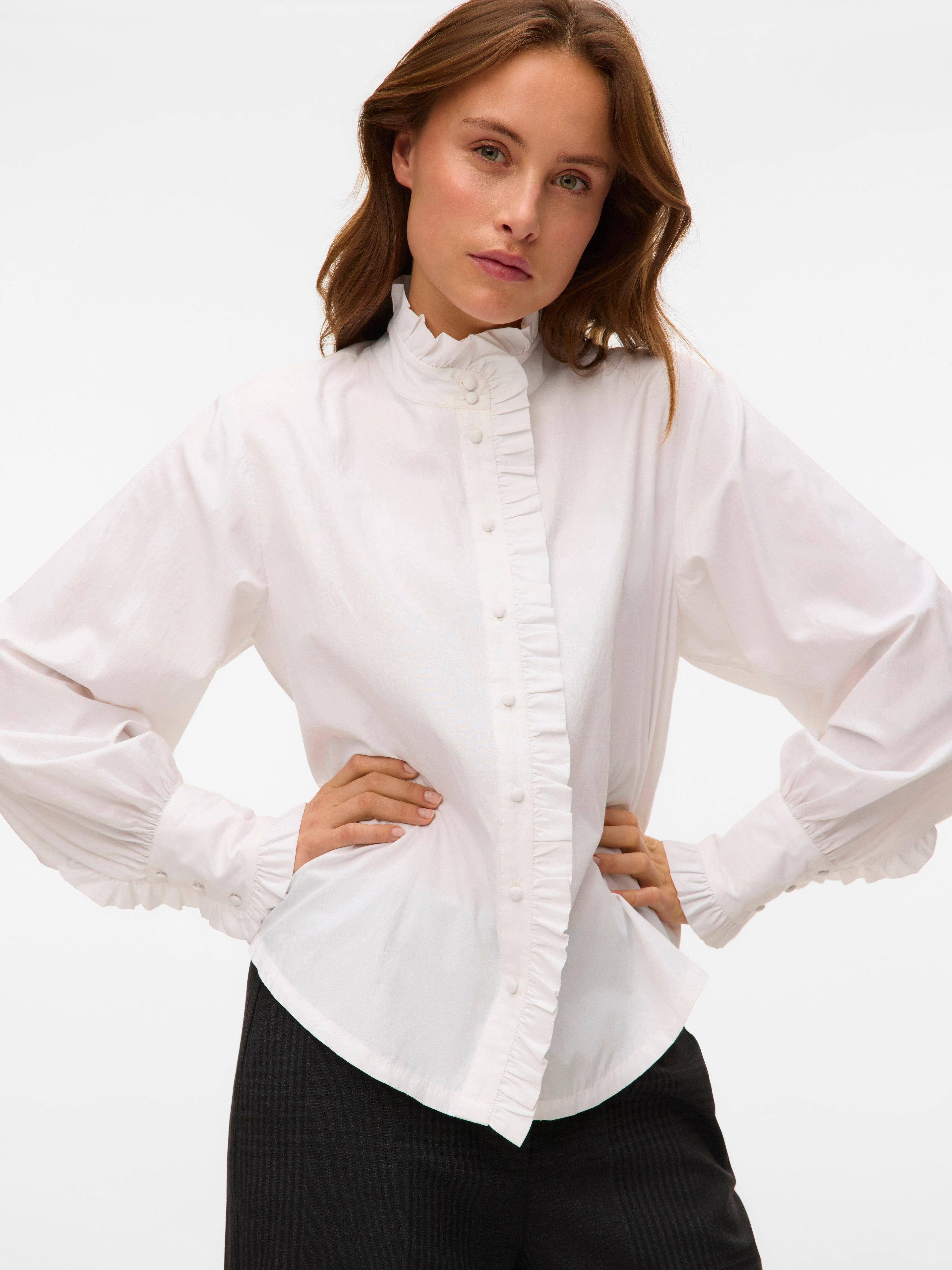 VERO MODA VMFANNI ruffel top in snow white - Image 5