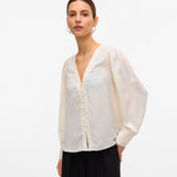 VERO MODA VMFASANA v-neck shirt in birch - Image 1
