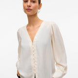 VERO MODA VMFASANA v-neck shirt in birch - Image 5