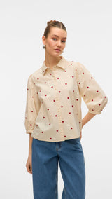VERO MODA VMFEAT 3/4 shirt in birch - Image 1