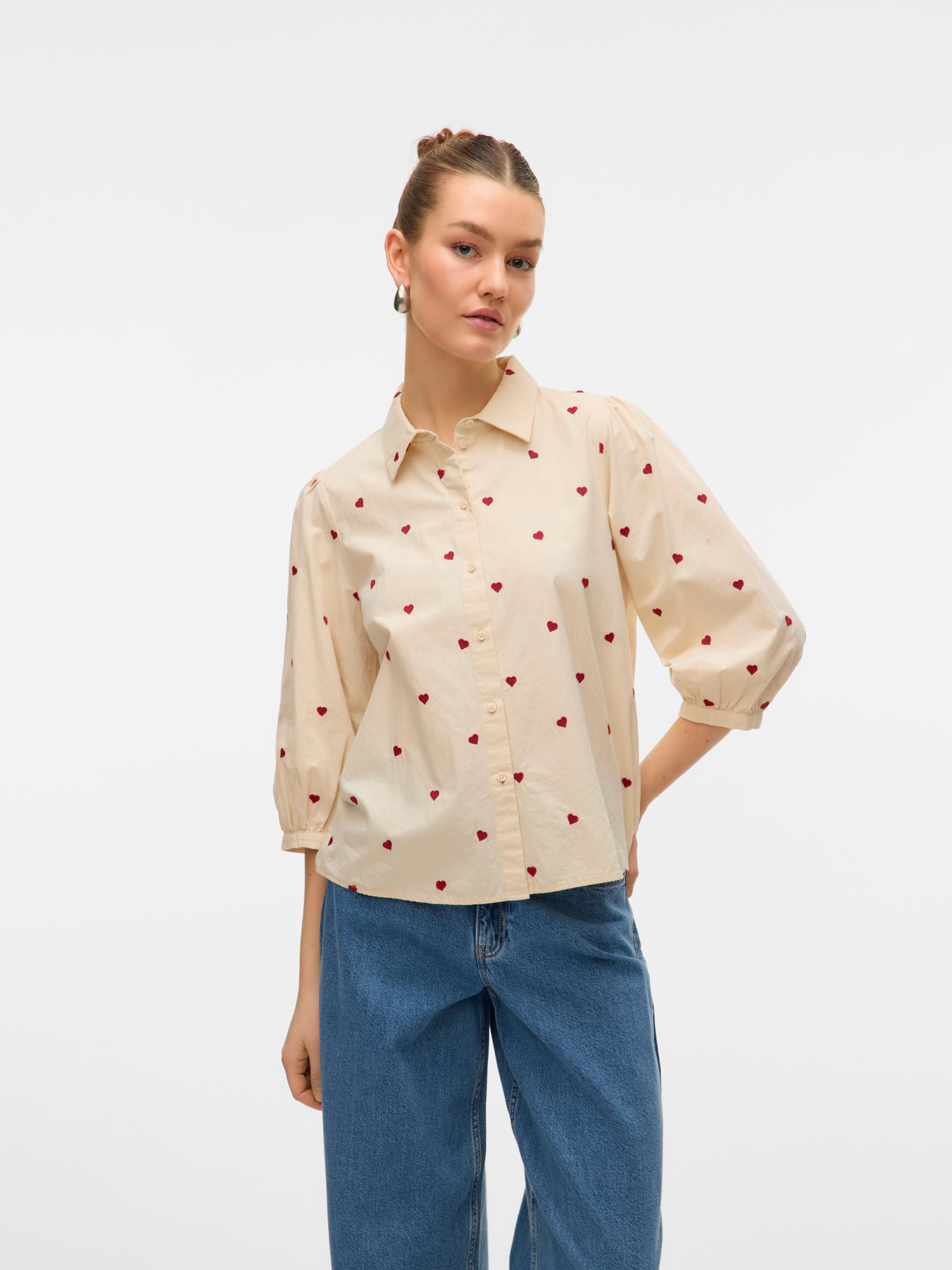 VERO MODA VMFEAT 3/4 shirt in birch - Image 1
