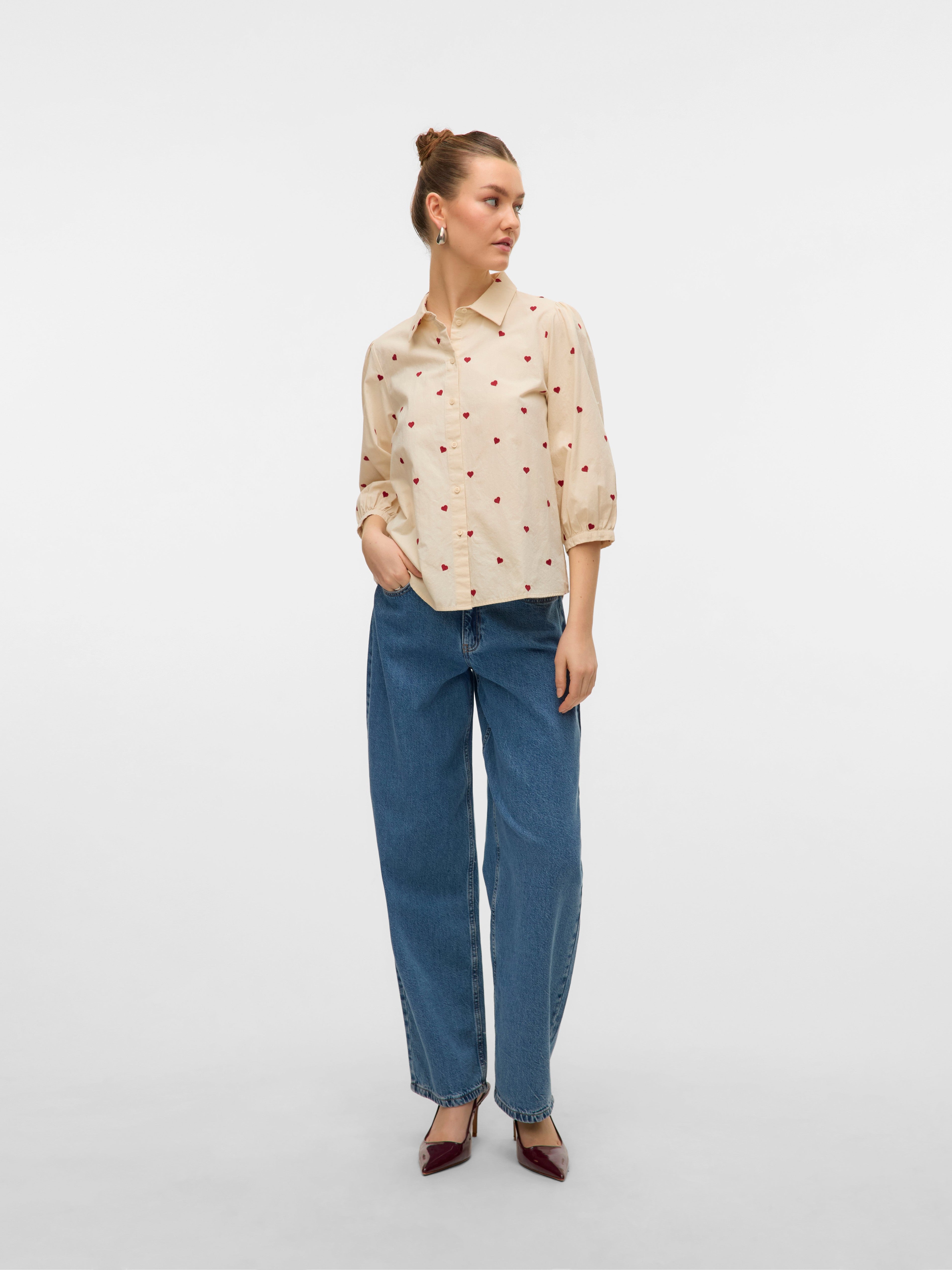 VERO MODA VMFEAT 3/4 shirt in birch - Image 4