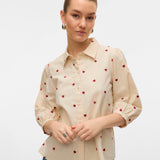 VERO MODA VMFEAT 3/4 shirt in birch - Image 5
