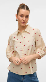 VERO MODA VMFEAT 3/4 shirt in birch - Image 5