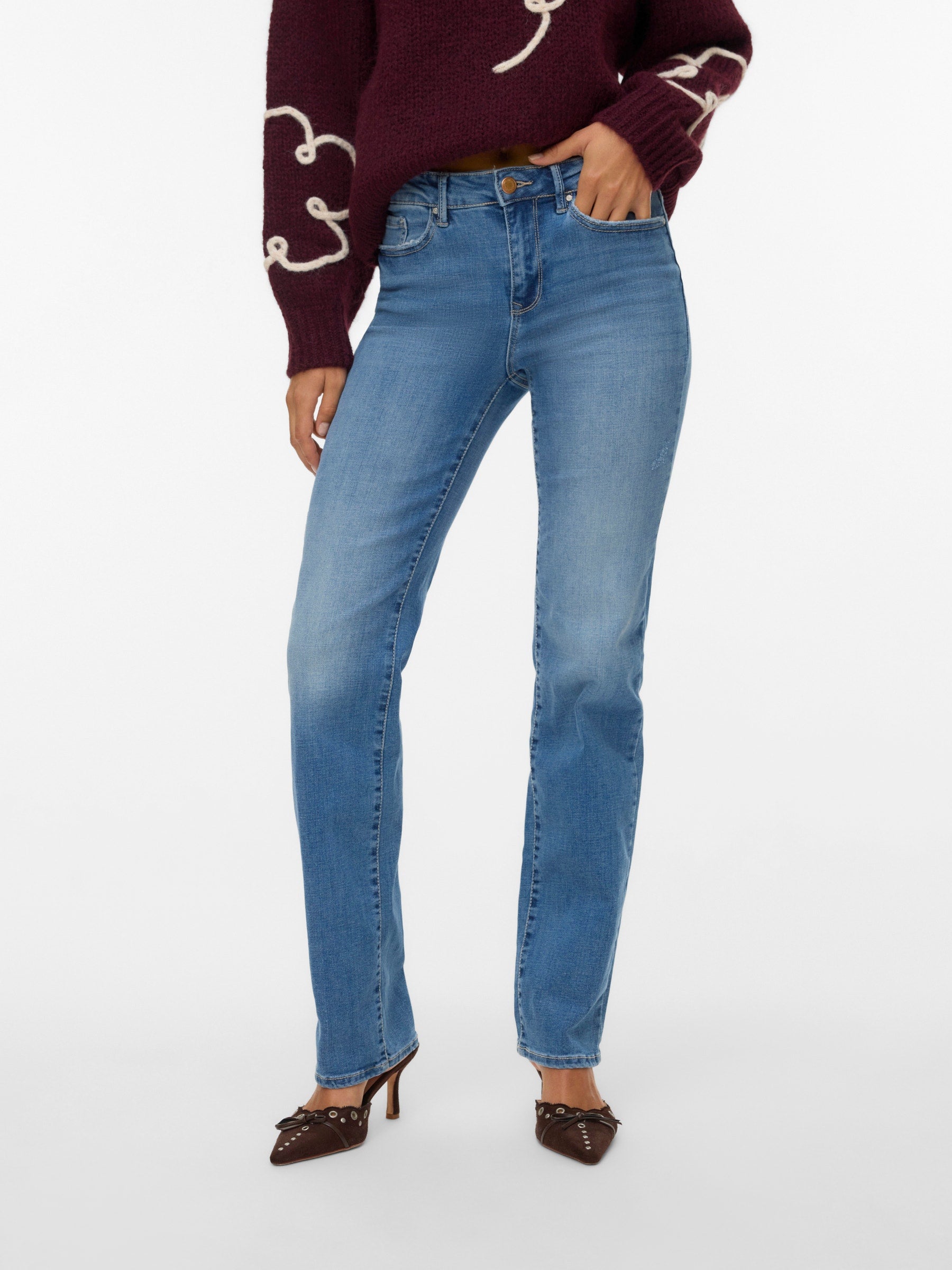 VERO MODA VMFLASH straight jeans in medium blue - Image 6
