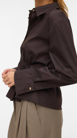 VERO MODA VMFRIBA cuff top - chocolate torte