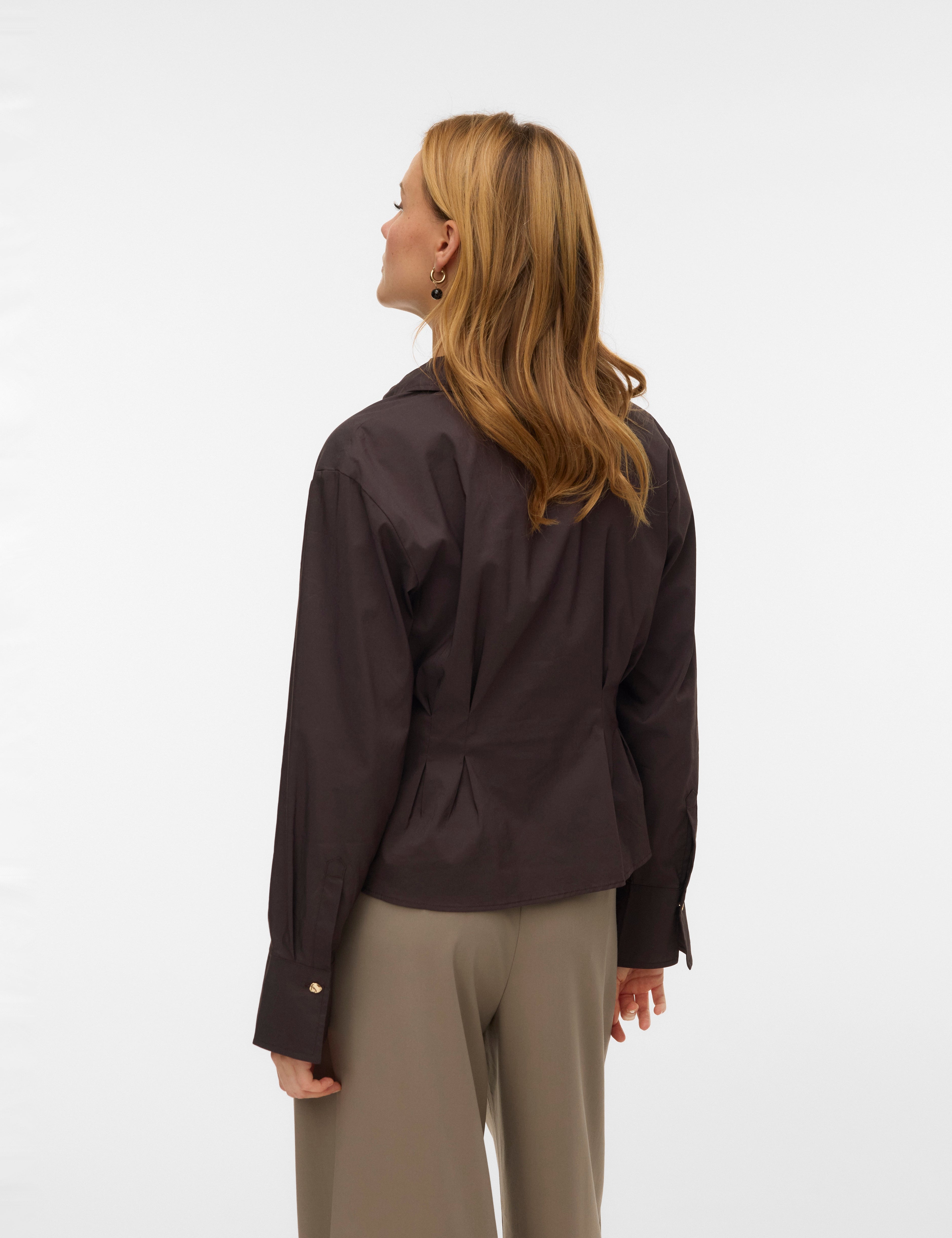 VERO MODA VMFRIBA cuff top - chocolate torte