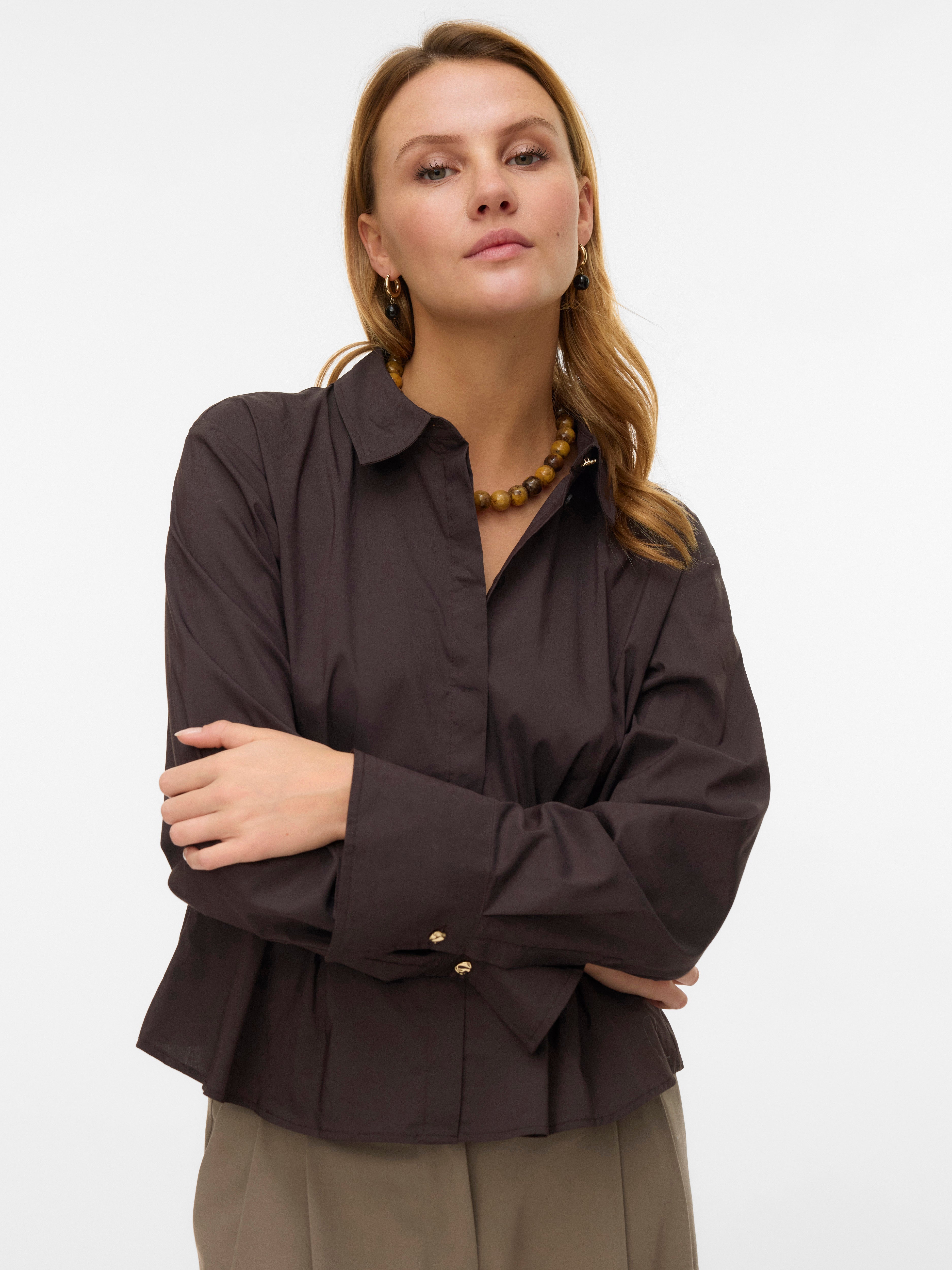 VERO MODA VMFRIBA cuff top - chocolate torte