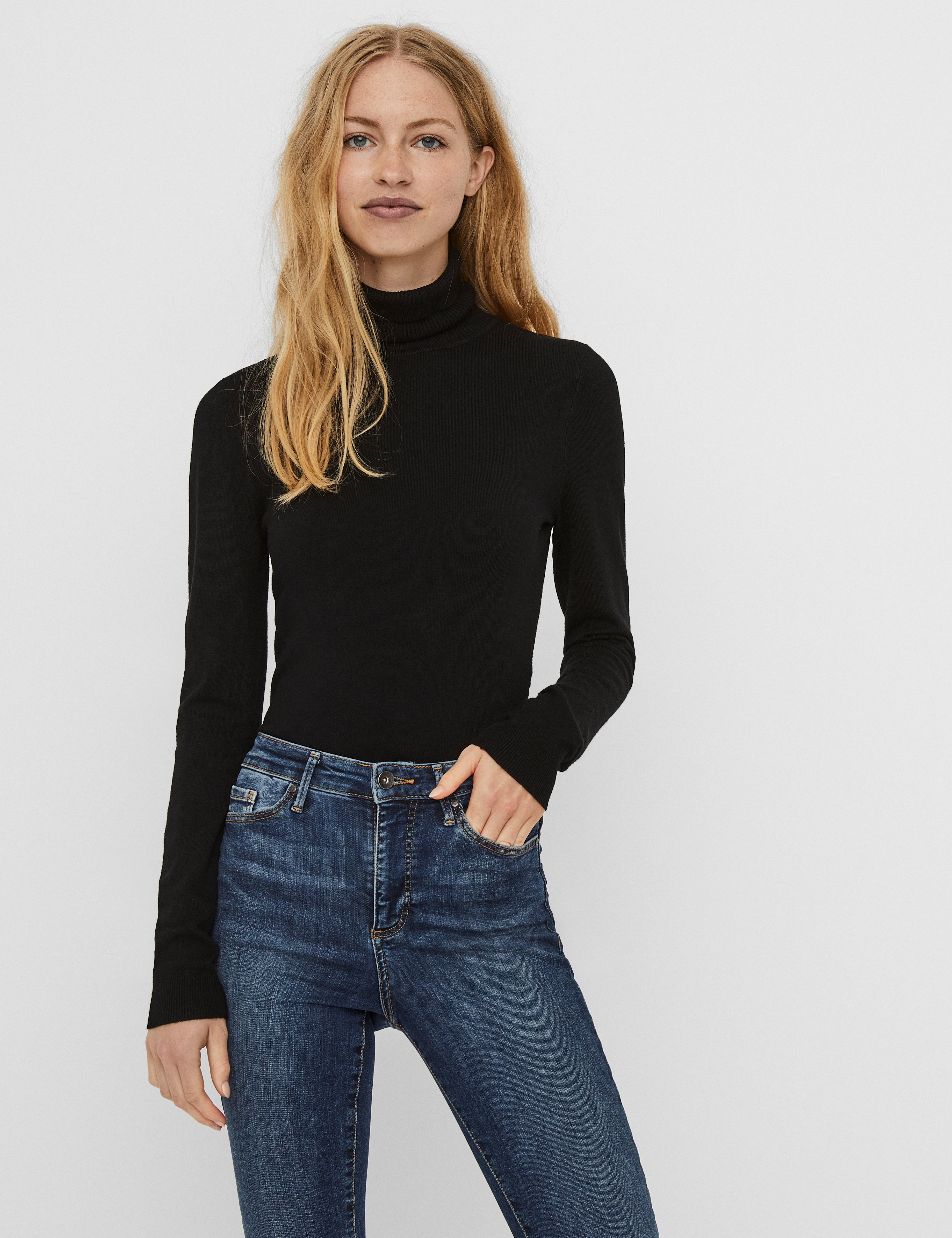 VERO MODA VMGLORY rollneck blouse - black