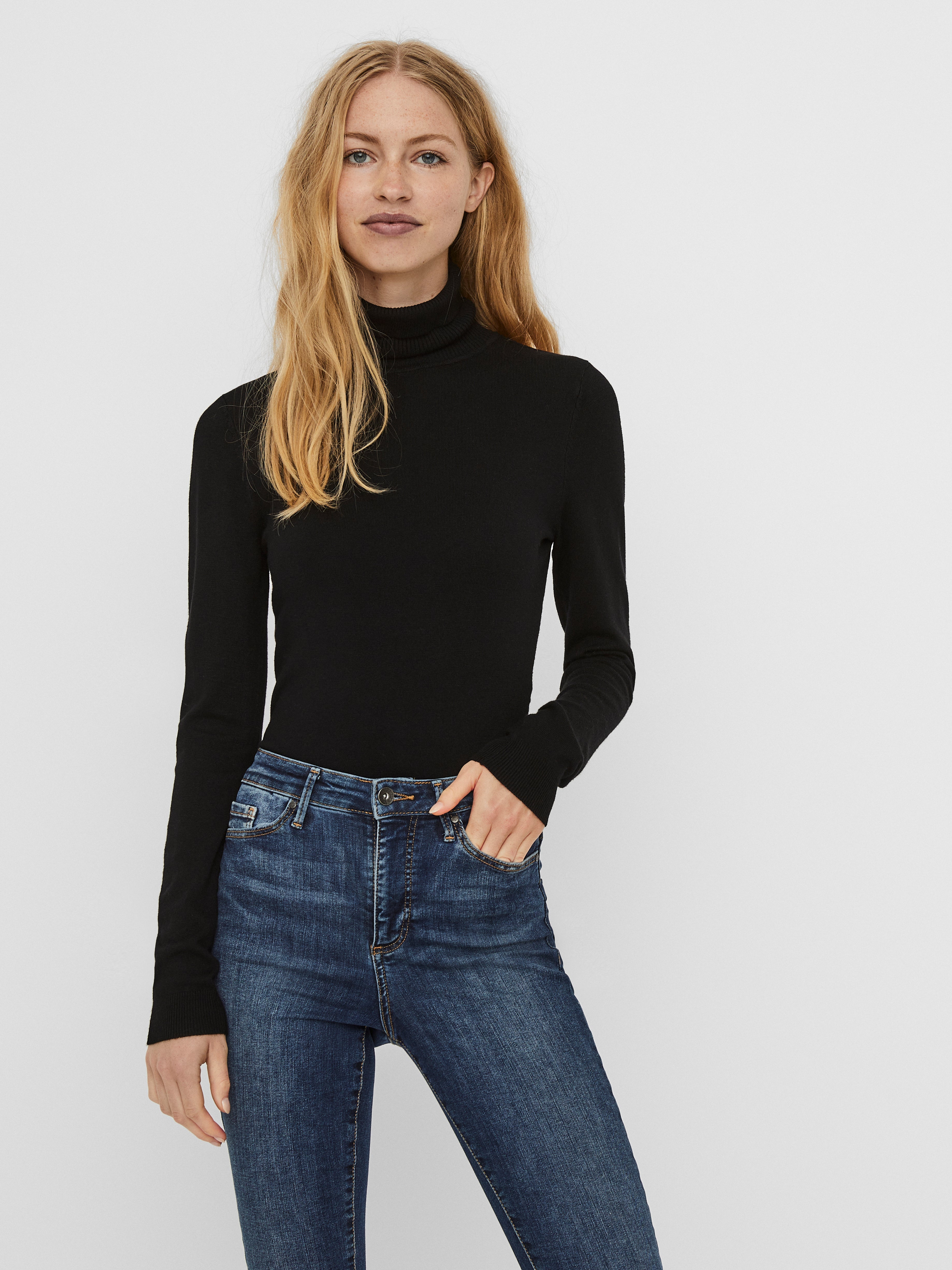 VERO MODA VMGLORY rollneck blouse - black