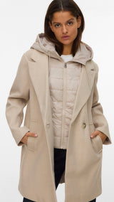 VERO MODA VMGRACE coat boo in oatmeal melange - Image 4