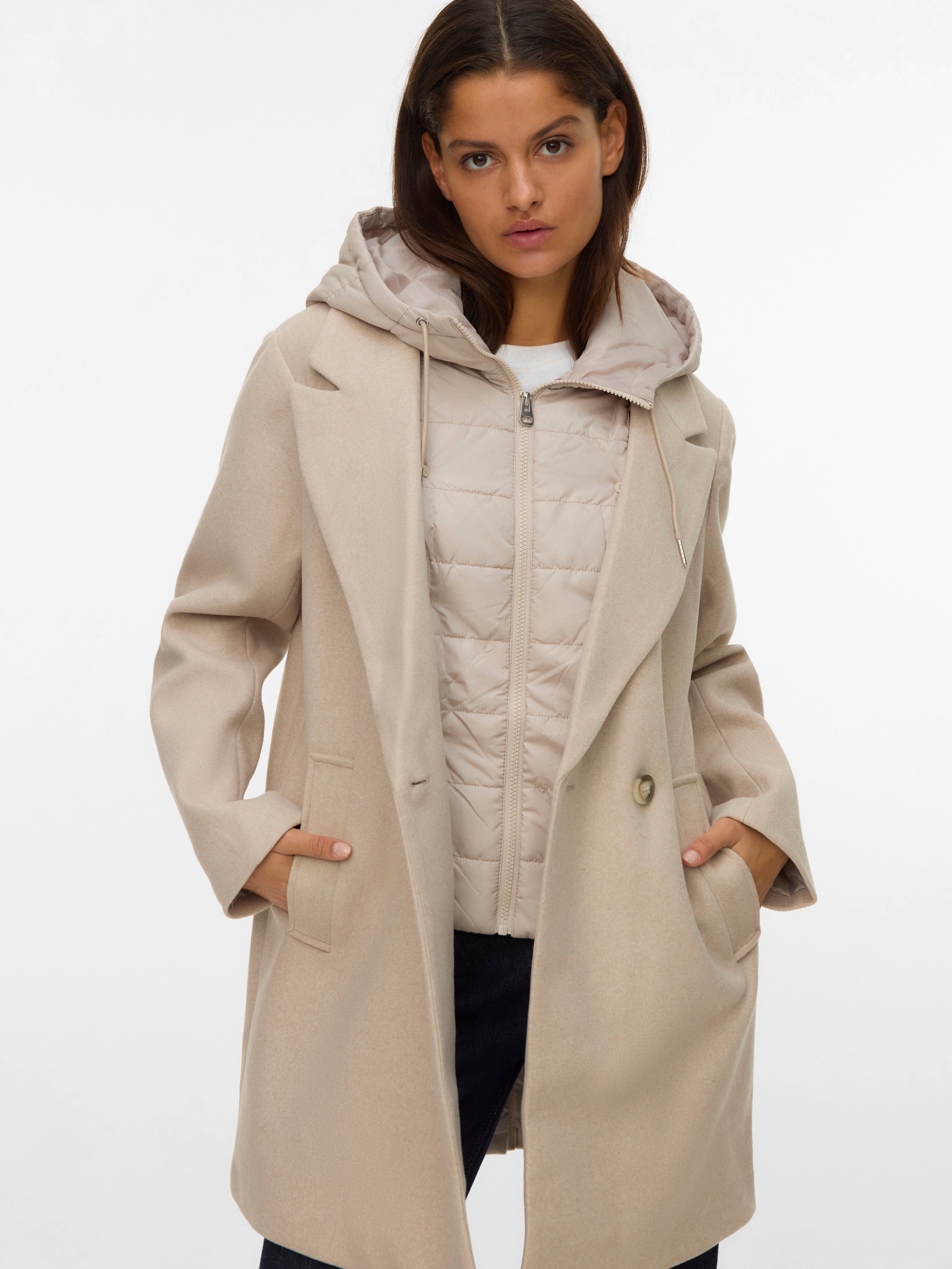 VERO MODA VMGRACE coat boo in oatmeal melange - Image 4