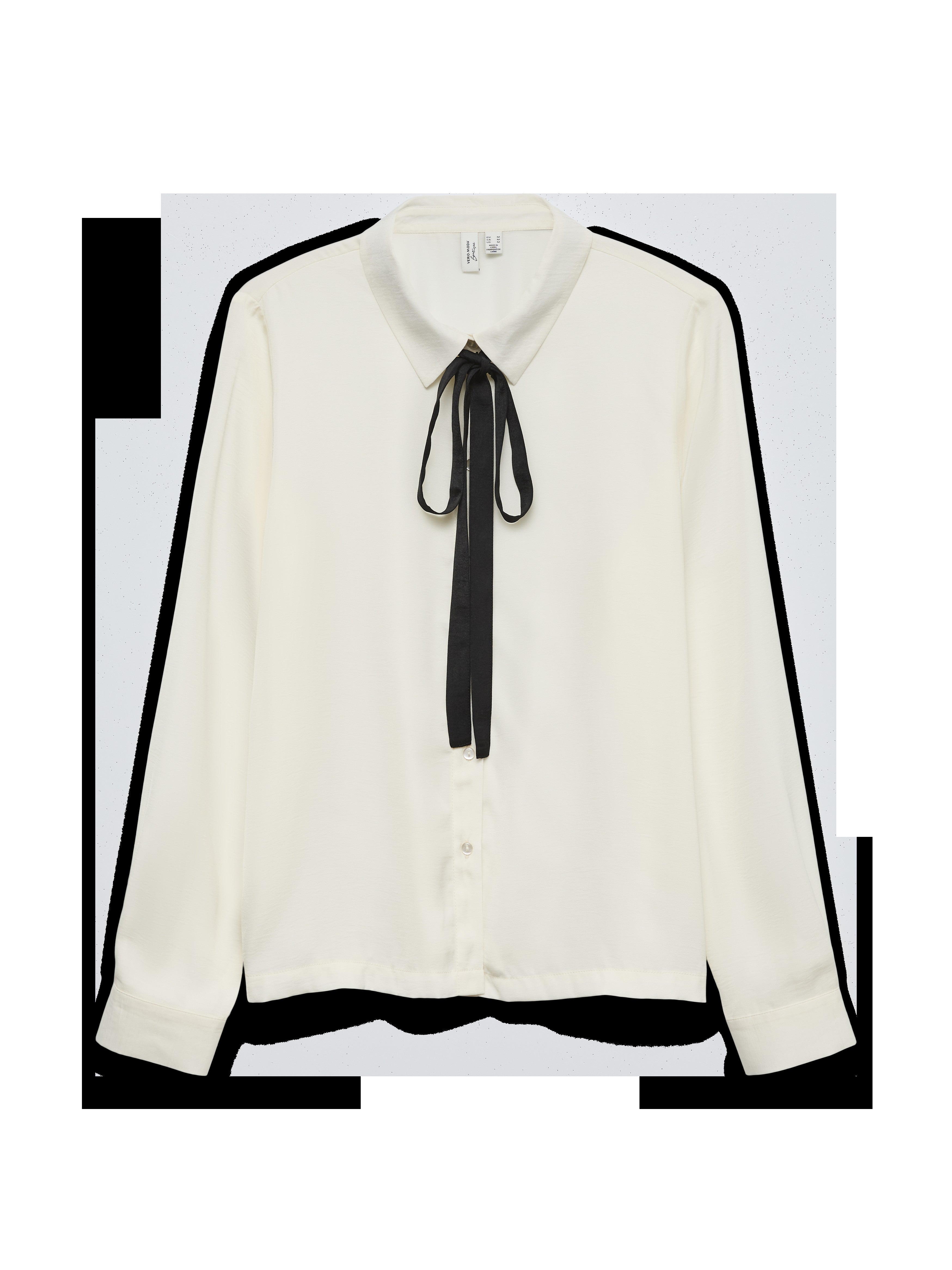 VERO MODA VMGRETCHEN shirt in cloud dancer black tie in neck - Image 3