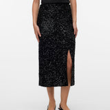 VERO MODA VMHALIA 7/8 skirt in black w. black sequins - Image 1