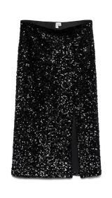 VERO MODA VMHALIA 7/8 skirt in black w. black sequins - Image 3