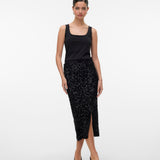 VERO MODA VMHALIA 7/8 skirt in black w. black sequins - Image 4