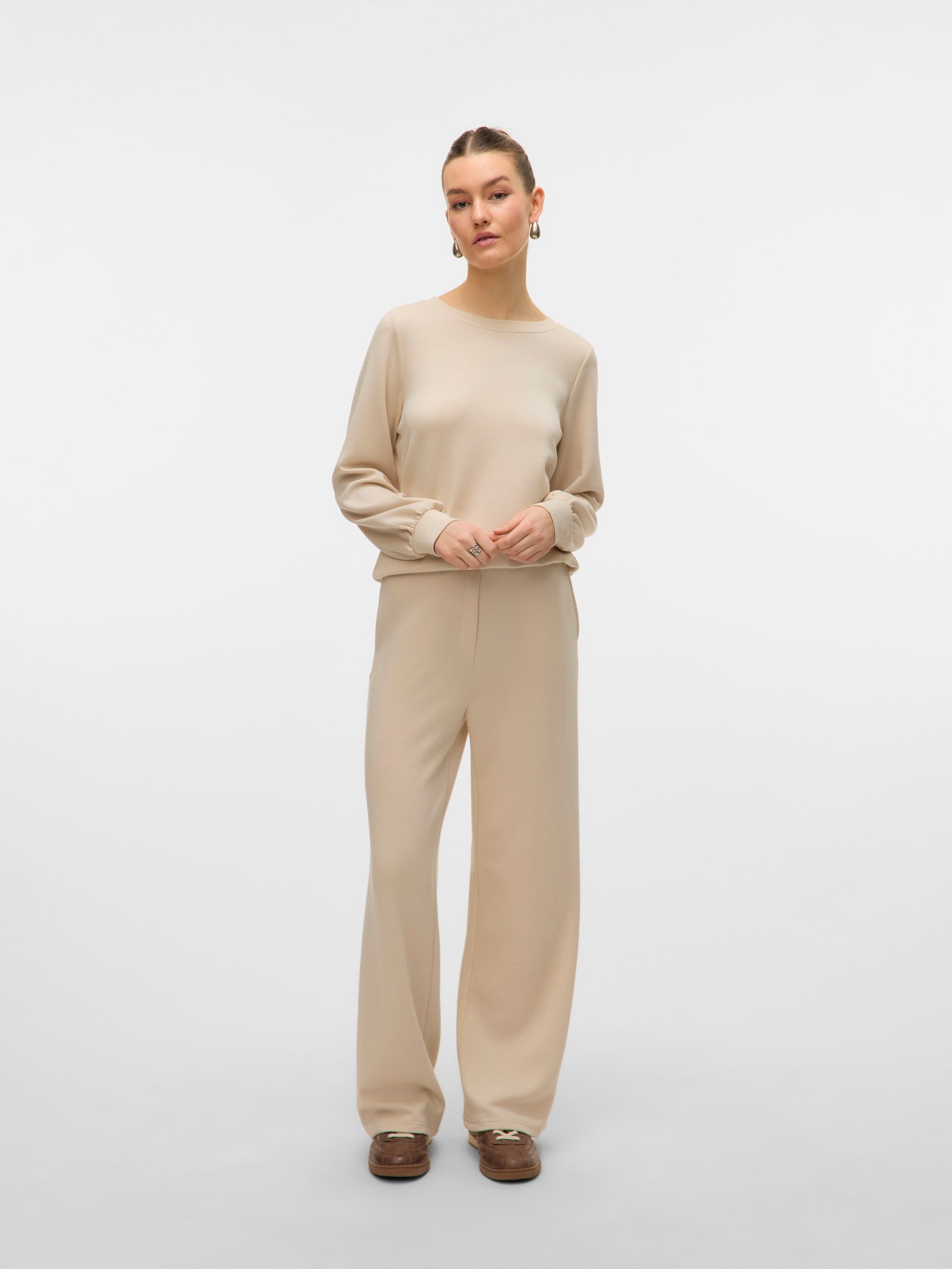 VERO MODA VMHALI wide pant boo in pumice stone - Image 4