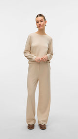 VERO MODA VMHALI wide pant boo in pumice stone - Image 4