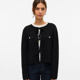VERO MODA VMHILDUR bow cardigan in black - Image 1