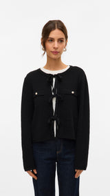 VERO MODA VMHILDUR bow cardigan in black - Image 1