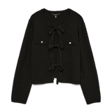 VERO MODA VMHILDUR bow cardigan in black - Image 3
